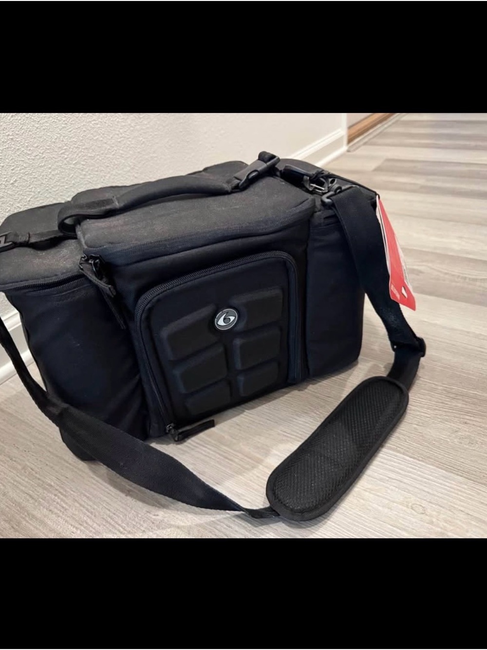 Black Padded Messenger Bag with Adjustable Shoulder Strap